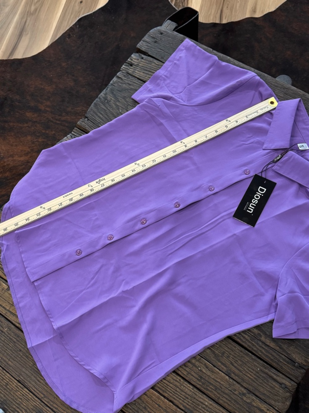 NWT Lavender Purple Short-Sleeve Button Shirt Womens Size Large - Picture 6 of 6